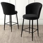 Hanah Home Taburetes de Bar Alte - Negro, Metal y Tela Babyface, Altura 102 cm